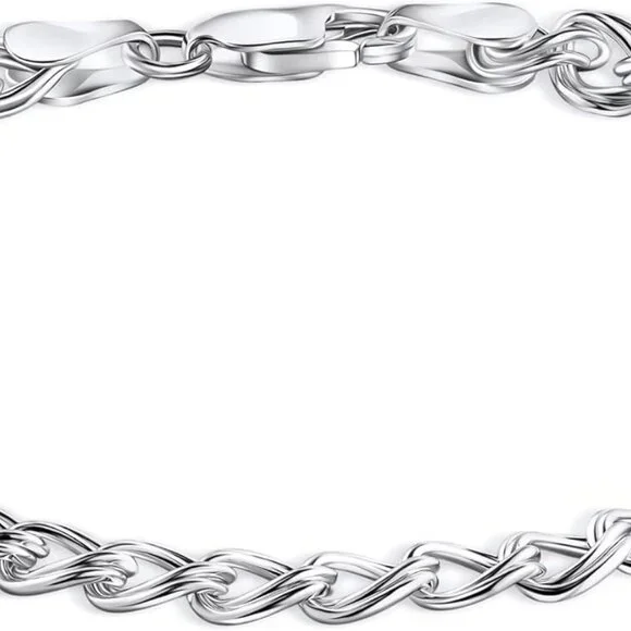 925 Sterling Silver Italian Charm Link Chain Bracelet for Men and Women - Picture 3 of 9